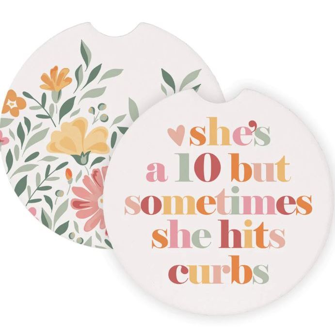 She Hits Curbs - Car Coasters