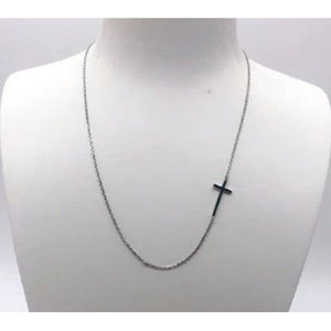 Sideways Cross Necklace - Silver