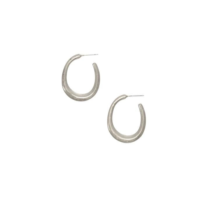 Beveled Hoop Earrings - Silver