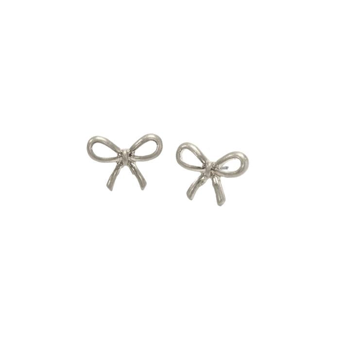 Bow Stud Earrings - Silver