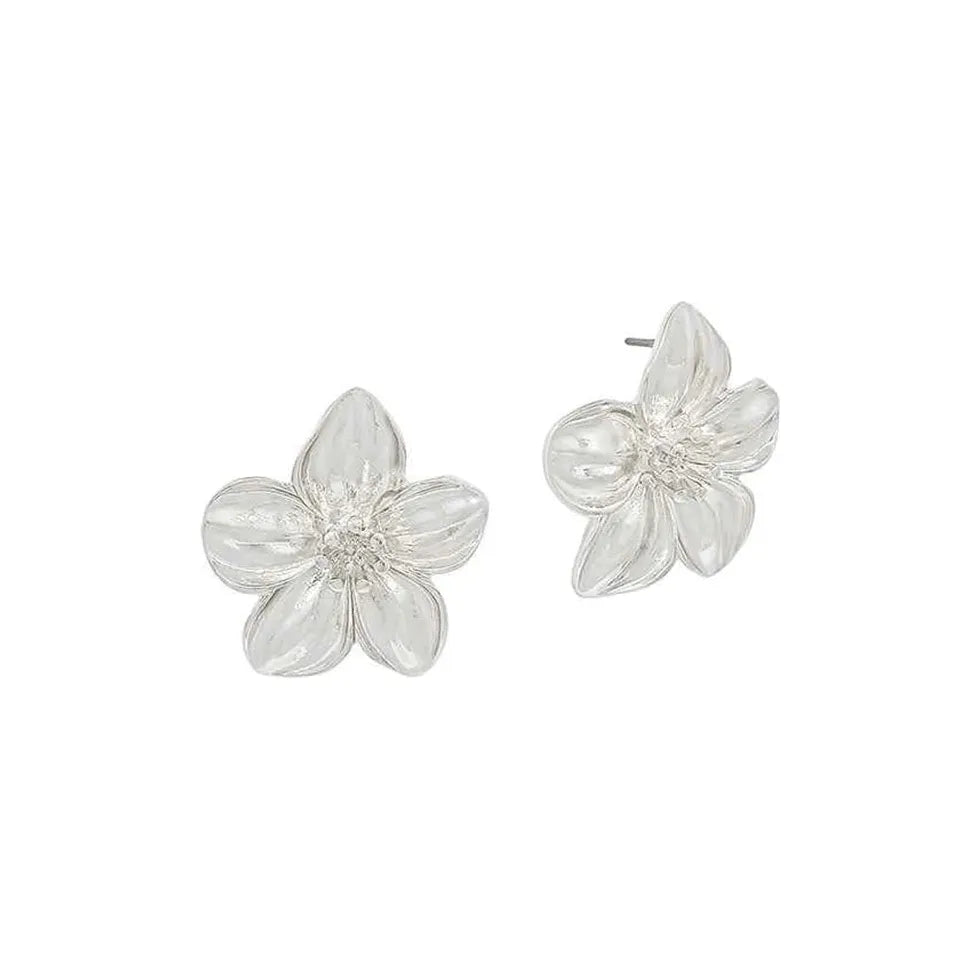 Flower Post Earrings - Silver