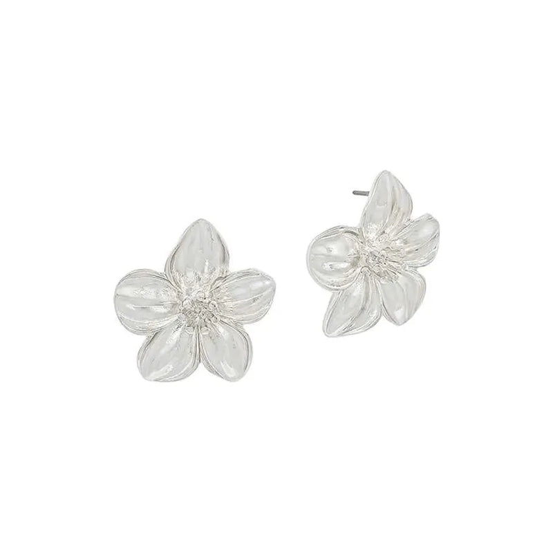 Flower Post Earrings - Silver