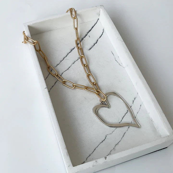 Virtue 18" XL Paperclip Necklace with Silver Heart
