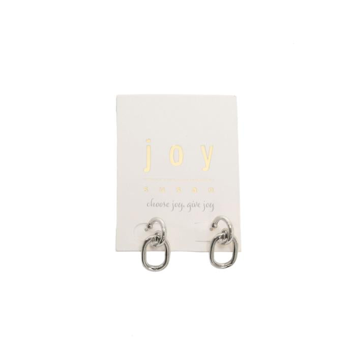 Linked Hoop Stud Earrings - Silver