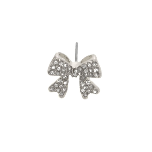 Pavé Bow Post Earrings - Silver