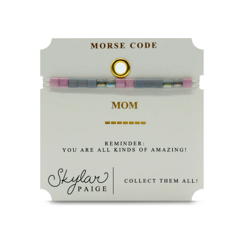 MOM - Morse Code Tila Beaded Bracelet