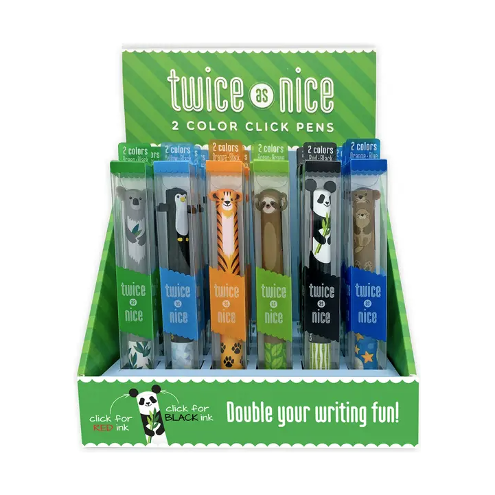 Twice As Nice 2 Color Click Pens - Cute Creatures
