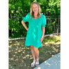 Denise Solid Side Pockets Dress - Emerald