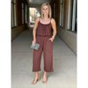 Somer Cropped Spagetti Strap Jumpsuit - Brown