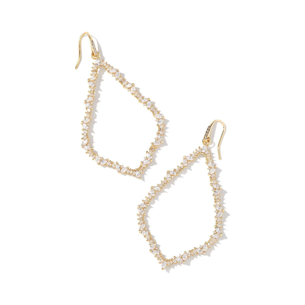 KENDRA SCOTT SOPHEE CRYSTAL OPEN FRAME EARRINGS GOLD WHITE CRYSTAL