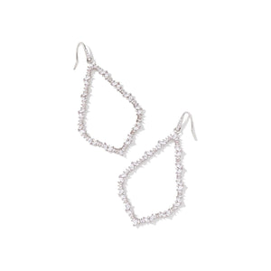 KENDRA SCOTT SOPHEE CRYSTAL OPEN FRAME EARRINGS SILVER WHITE CRYSTAL