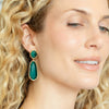 Charlotte - Long Double Drop Stone Stud Earrings -Teal