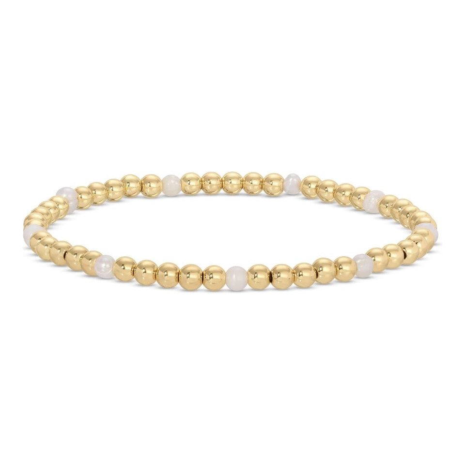 Gold Bead Bracelet with Fresh Water Pearl