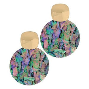 Square & Shell Earrings - Abalone/Gold