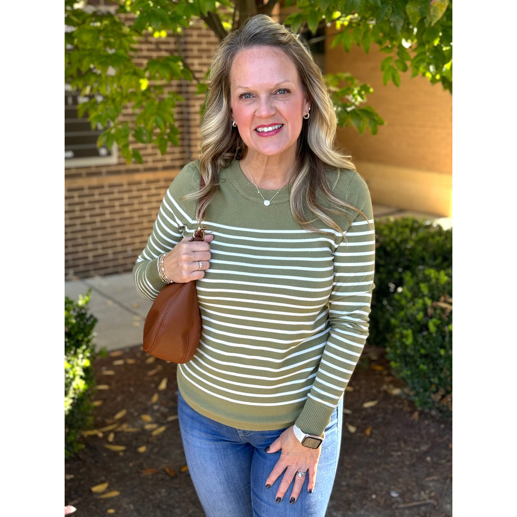 Bridgette Striped Sweater - Sage