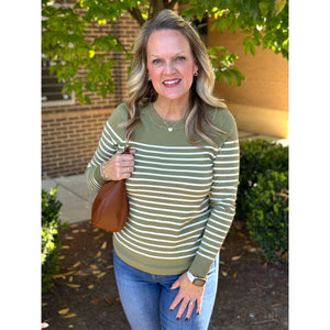 Bridgette Striped Sweater - Sage