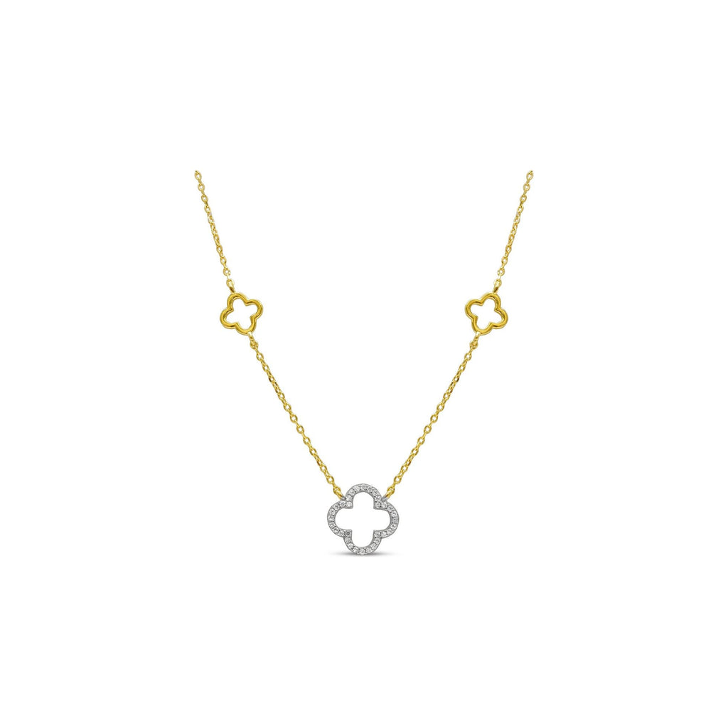 Stia Jewelry - Open Clover Chain Station Necklace (Gold)