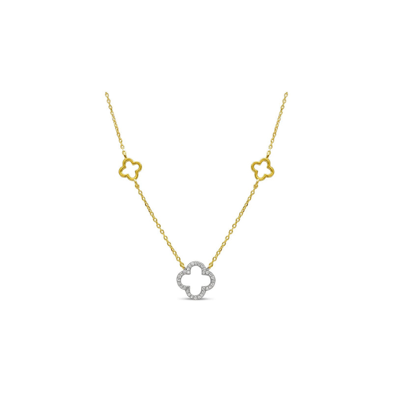 Stia Jewelry - Open Clover Chain Station Necklace (Gold)