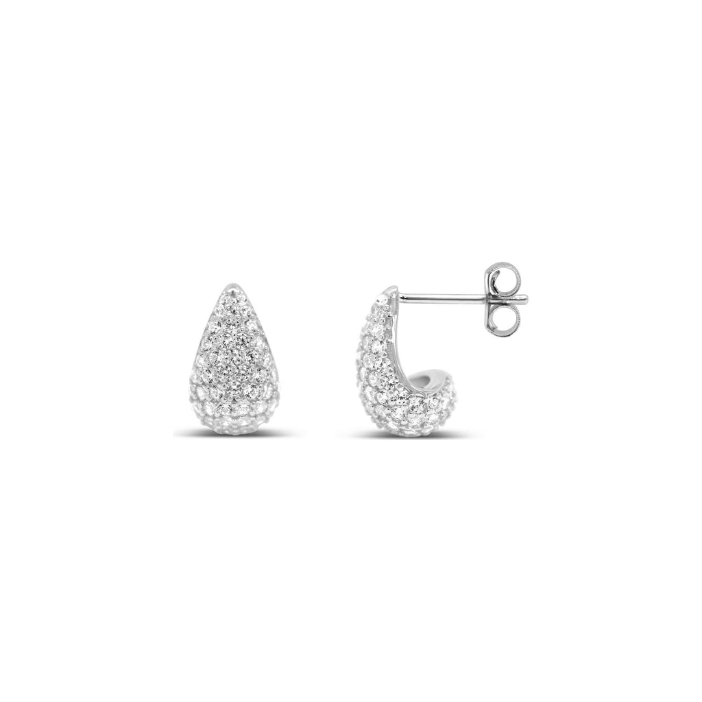 Stia Jewelry - Pave Dewdrop Stud Earring - Silver
