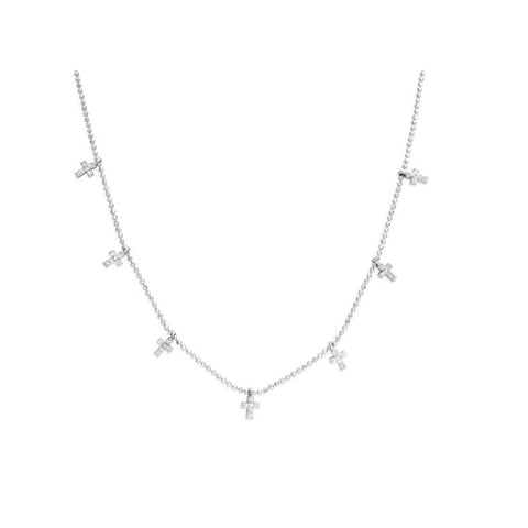 Stia Jewelry - Dazzling Dangles CZ Mini Cross Necklace - Sterling