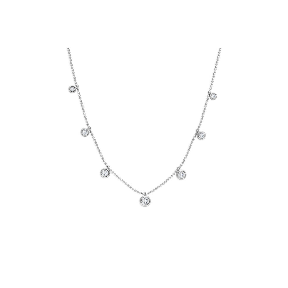 Stia Jewelry - Dazzling Dangles - Graduated Round Bezel CZ Necklace (Clear)