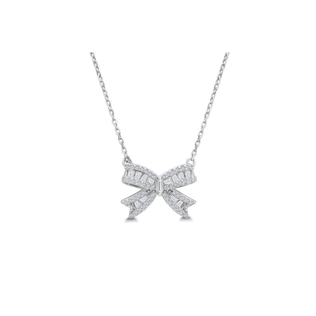 Stia Jewelry - Crystal Bow Necklace (Silver)