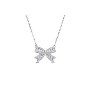 Stia Jewelry - Crystal Bow Necklace (Silver)