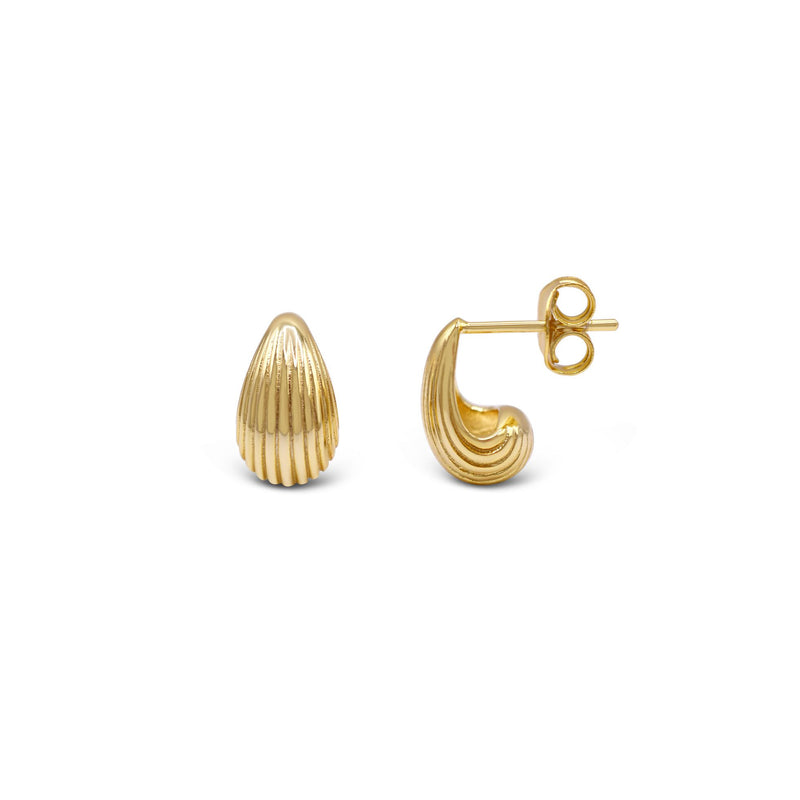 Stia Jewelry - Fluted Dewdrop Stud Earrings - Gold
