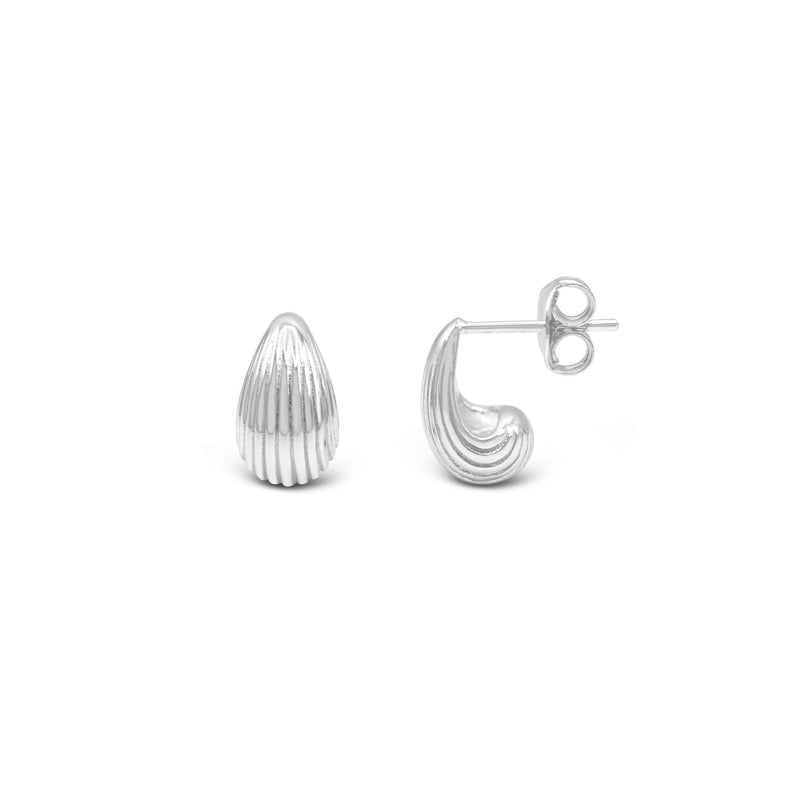 Stia Jewelry - Fluted Dewdrop Stud Earrings - Silver