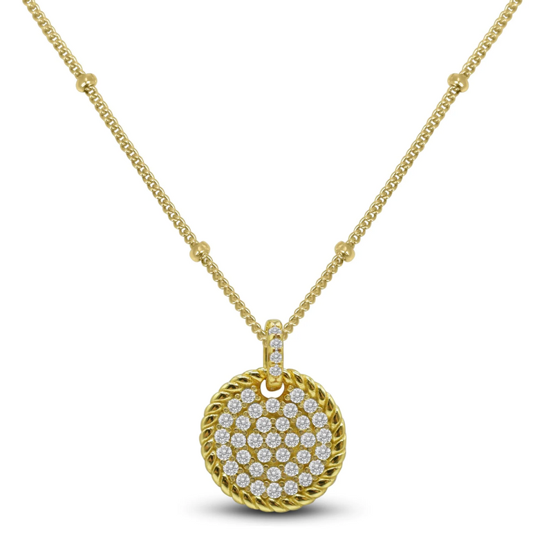 Stia Jewelry - Pavé Rope Disk  Necklace (Gold)