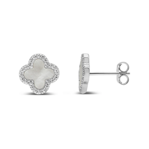 Stia Jewelry - Radiant Clover Stud Earrings - Silver