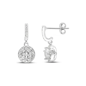 Stia Jewelry - Round Solitaire Halo Drop Earring - Silver