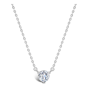 Stia Jewelry - Solitaire CZ 3 Prong Necklace (Sterling Silver)