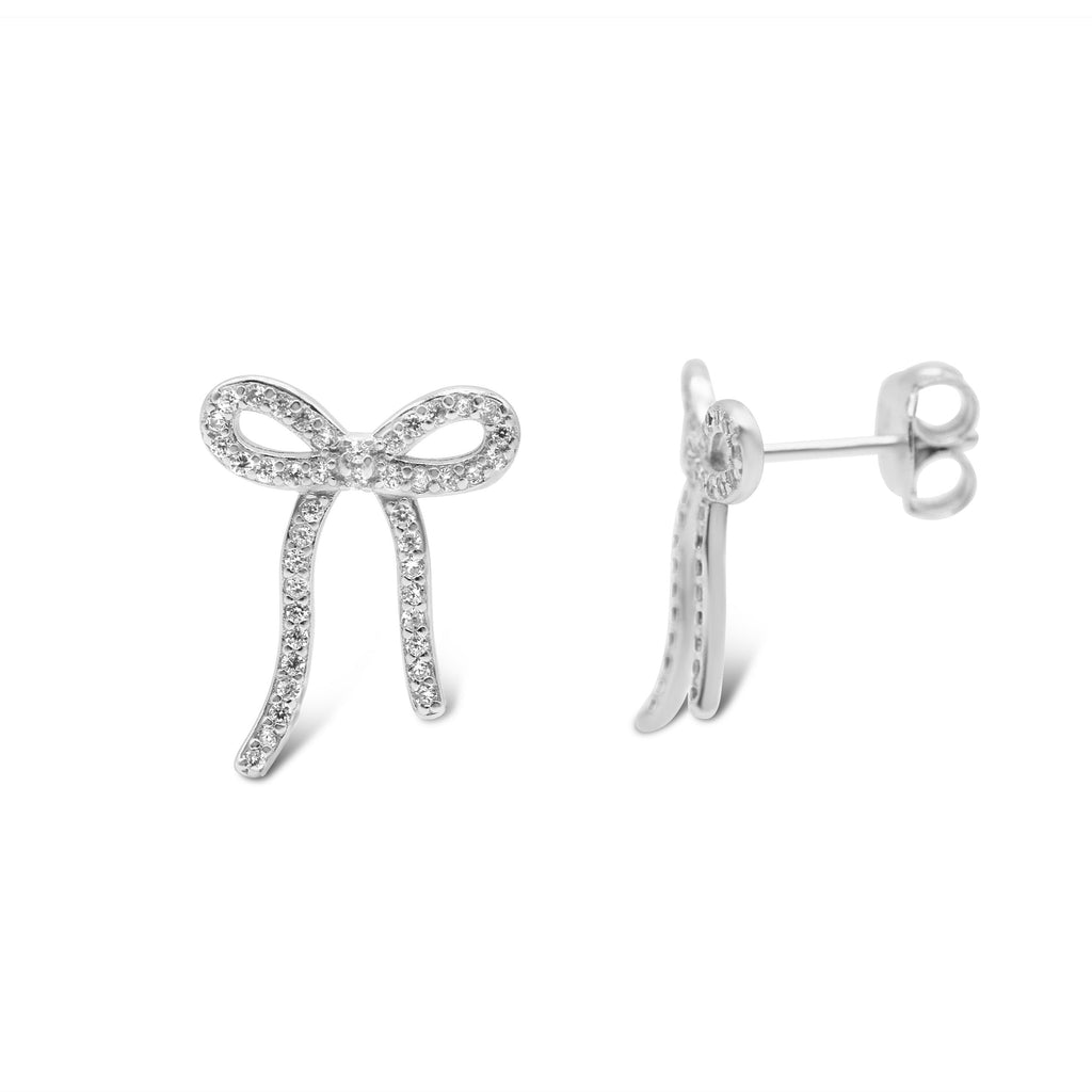 Stia Jewelry - Bow Stud Earrings - Silver