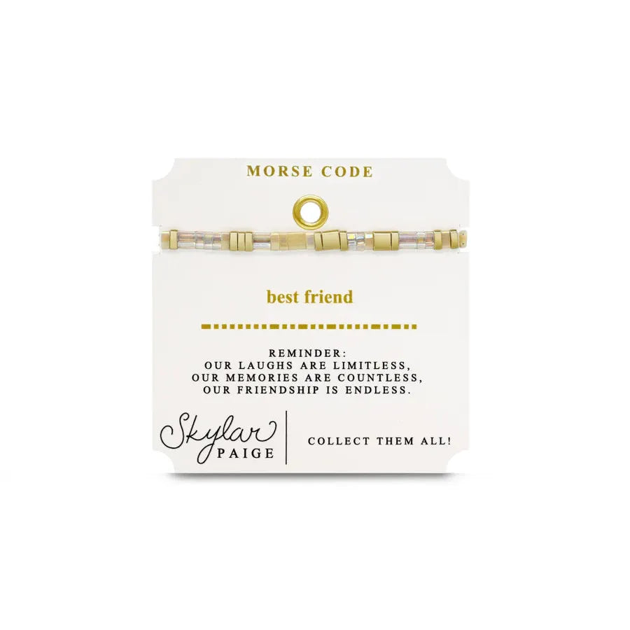 BEST FRIEND - Morse Code Tila Beaded Bracelet