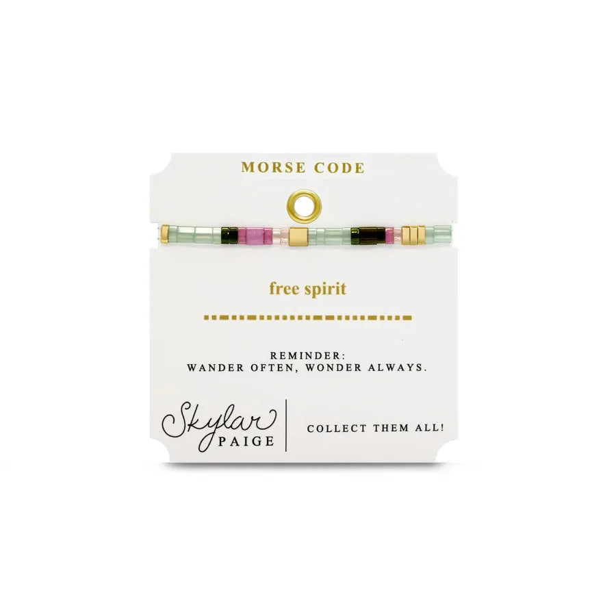 FREE SPIRIT - Morse Code Tila Beaded Bracelet
