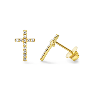 Stia Jewelry - Pavé Cross Stud Earring (Gold)