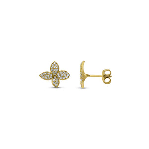 Stia Jewelry - Beautiful & Blooming - Pave CZ Petal Stud Earring - Gold