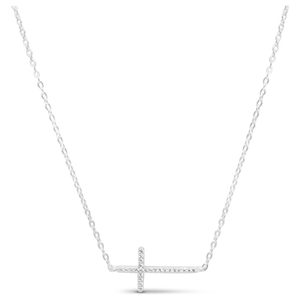 Stia Jewelry - Pavé Sideways Cross (Silver)