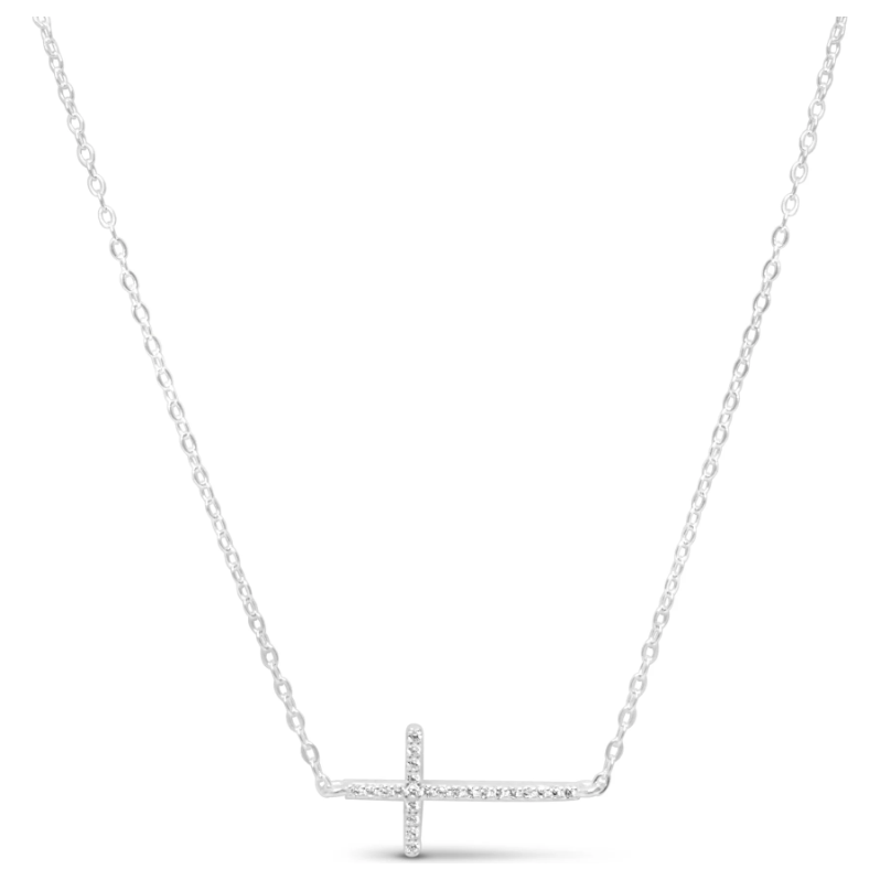 Stia Jewelry - Pavé Sideways Cross (Silver)