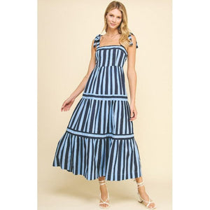 Susannah Striped Maxi Dress - Navy/Blue