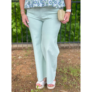 Suni High-Waisted Wide Leg Pants - Seafoam