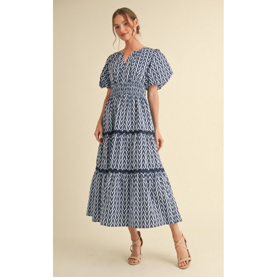 Susan Geo Print Maxi Dress - Navy