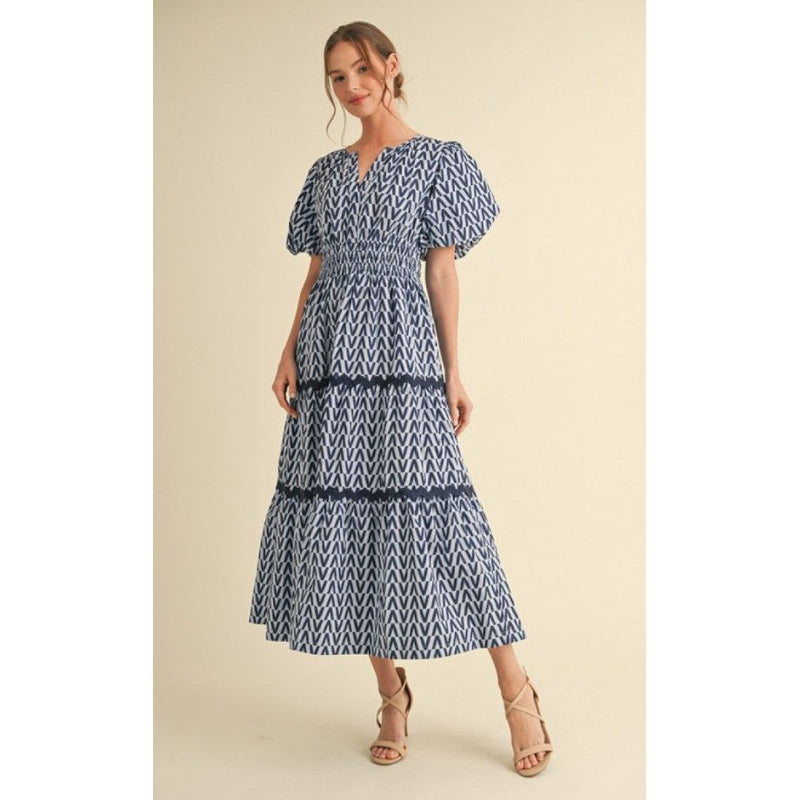 Susan Geo Print Maxi Dress - Navy