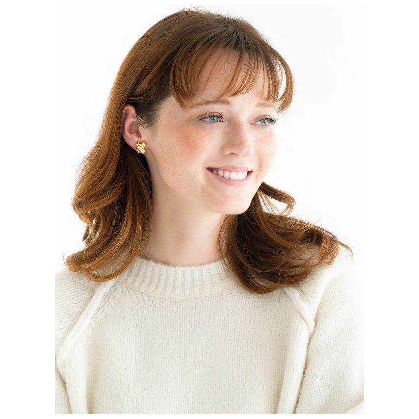 Susan Shaw Gold Small Texas X's Earrings