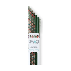 Swig Classic Nutcracker + Green Glitter Reusable Straw Set