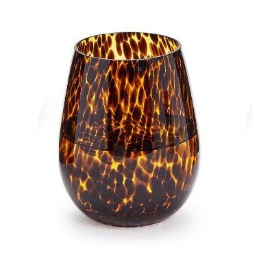 Tortoise Print Stemless Wine Glass