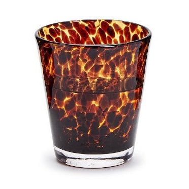 Tortoise Print Double Old Fashion Glass
