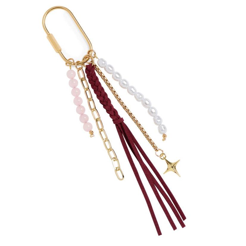 Tassel Bag Charm/Key Ring - Wine