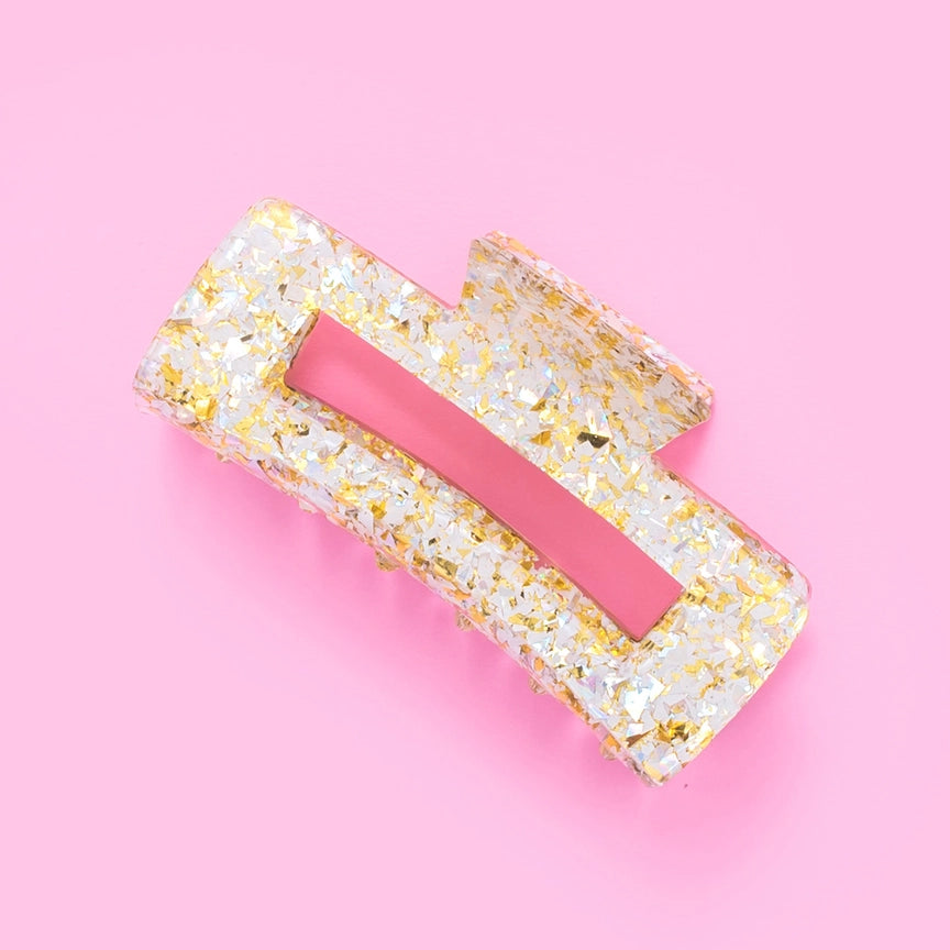 Large Claw Hair Clip - Pearl + Gold